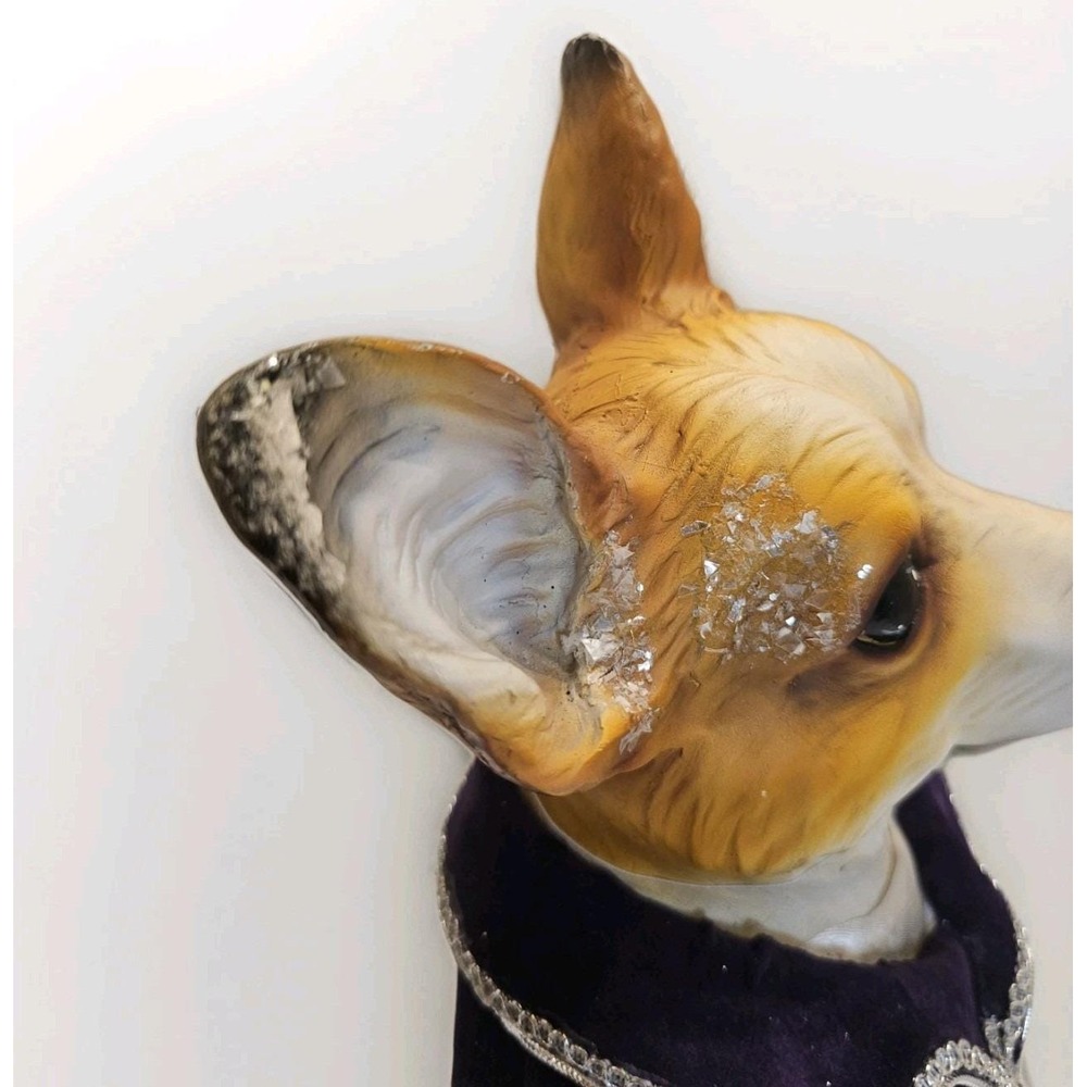 Robert Stanley Home Collection Corgi Dog Figure In Purple Velvet Christmas - Picture 6 of 10